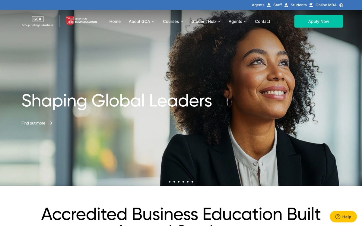 Group Colleges Australia (UBSS) website, home page