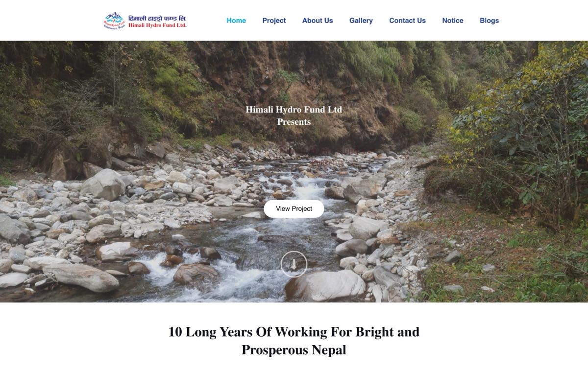 Himali Hydro Fund Ltd website, home page