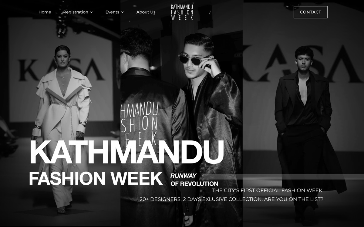 Kathmandu Fashion Week website, home page