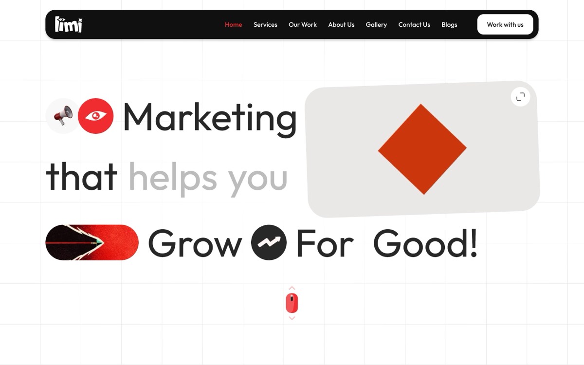 Limi Creatives marketing agency website, home page