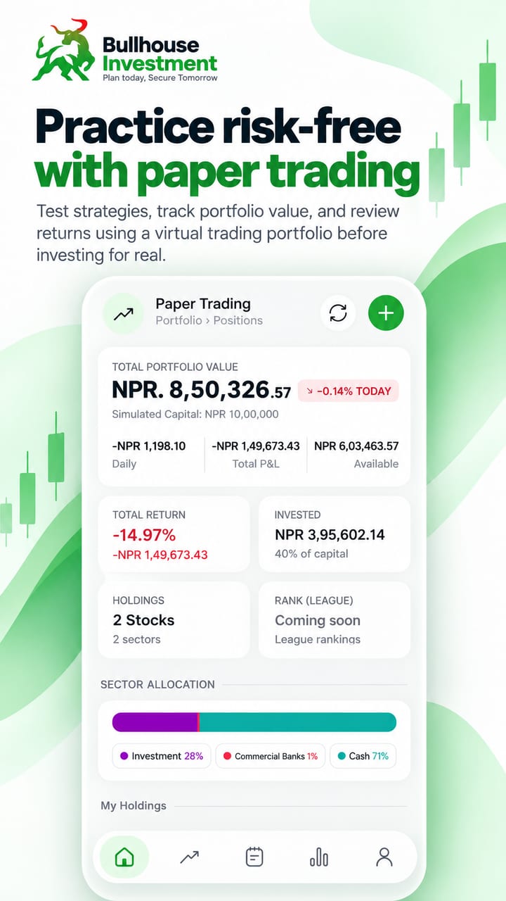 Bull House Android app: paper trading portfolio
