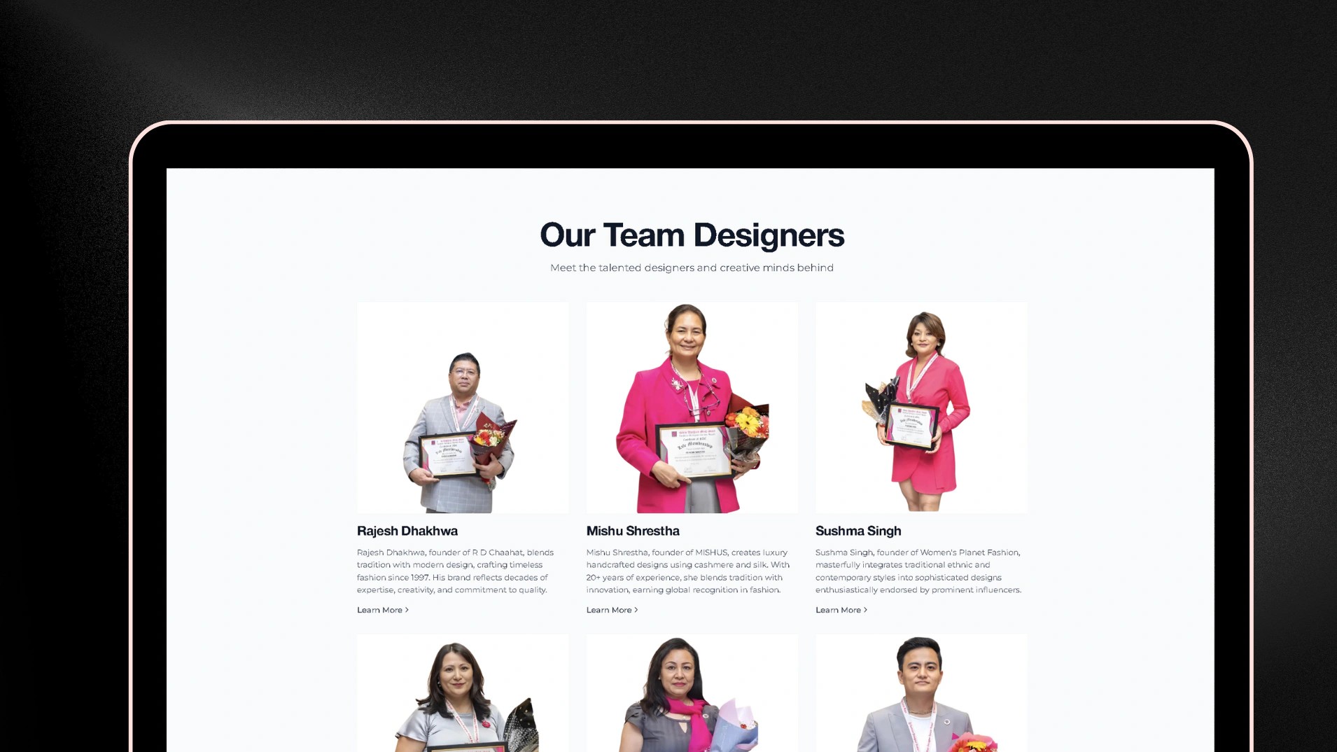 Kathmandu Fashion Week website, screen 3