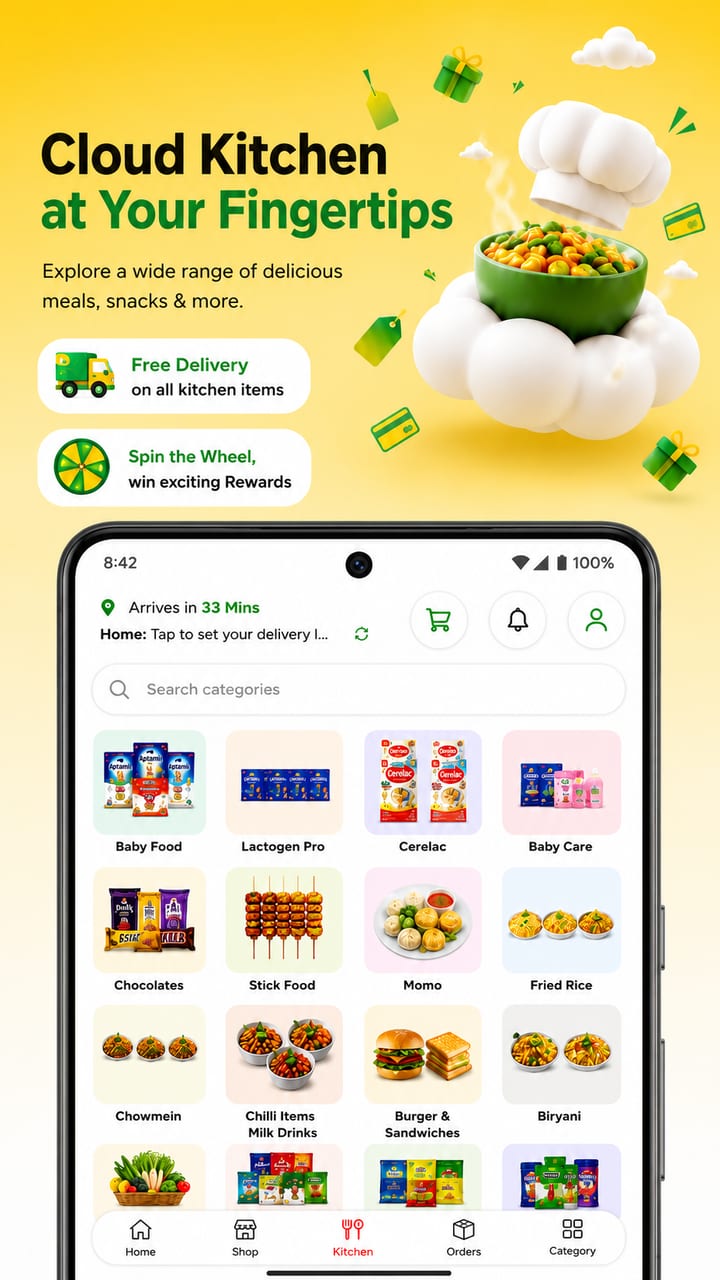 ShopIt app: cloud kitchen categories